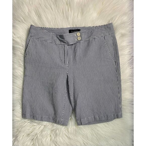 Talbots Blue Striped High Rise Casual Shorts - Picture 1 of 5